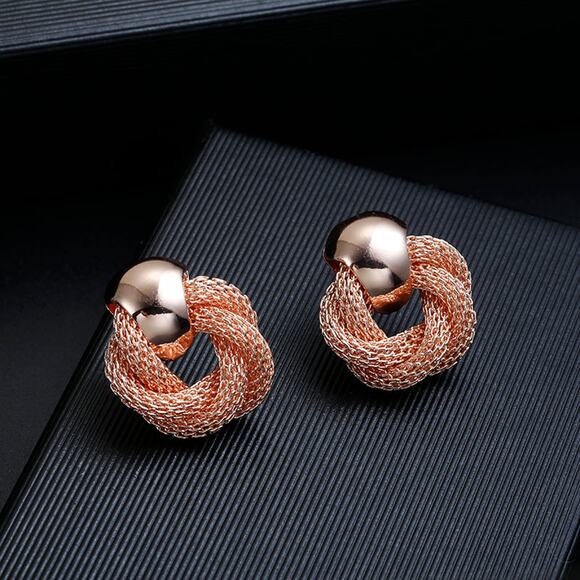 Clip on rose twisted door knob style open earrings - Picture 1 of 1